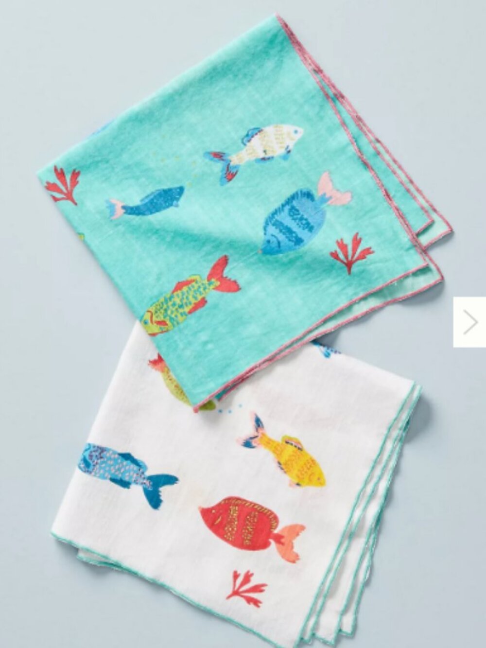 Anthropologie Colorful Fish Print Cotton Pet Aquarium Cloth Napkin Multicolor